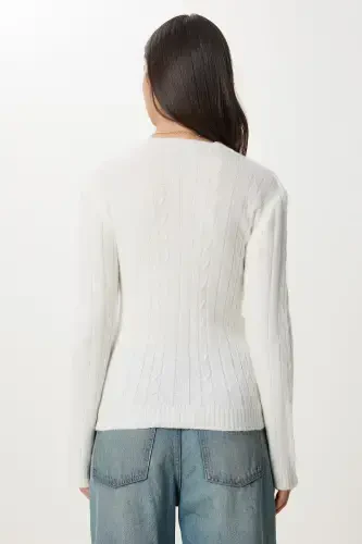 Women's Bone Envelope Neck Seasonal Knit Sweater PF00070 - 5