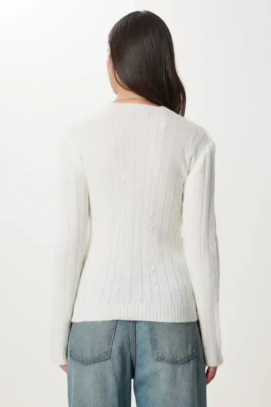 Women's Bone Envelope Neck Seasonal Knit Sweater PF00070 - 5