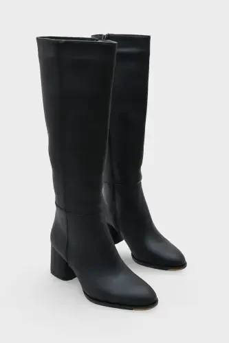Women's boots with oval toe, side zipper and heels - CAPONE OUTFITTERS (1)