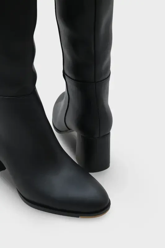 Women's boots with oval toe, side zipper and heels - 6