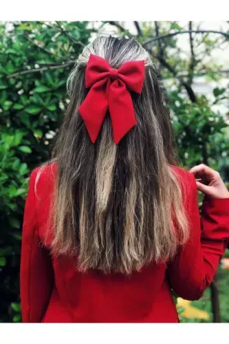 Women's Bow Hair Clip - RED - 1