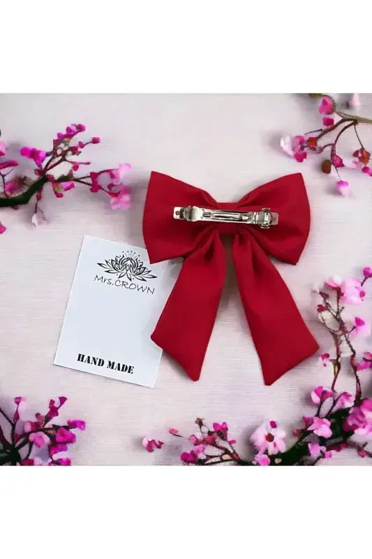 Women's Bow Hair Clip - RED - 2