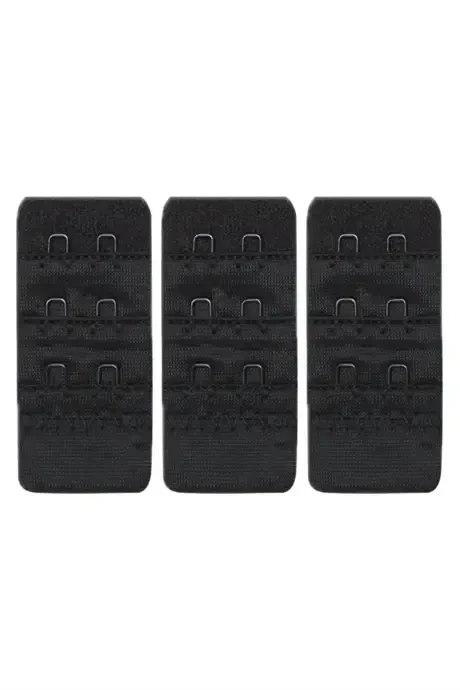 Women's Bra Extension Hook 2 Hook Clasp Black 3-Pack - BÜYÜKBEDENIZ