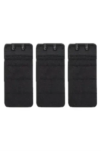 Women's Bra Extension Hook 2 Hook Clasp Black 3-Pack - 2