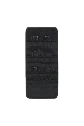 Women's Bra Extension Hook 2 Hook Clasp Black 3-Pack - 3