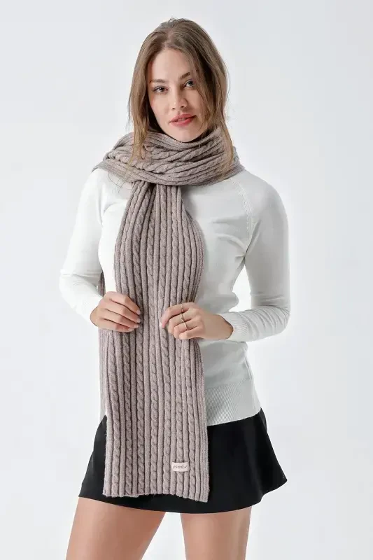 Women's Braided Hair Soft Touch Scarf Light Brown 23W504-Light Brown - 3