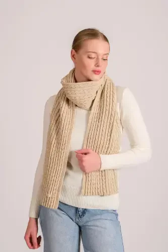 Women's Braided Soft Touch Scarf Beige 23w504-Beige - 5