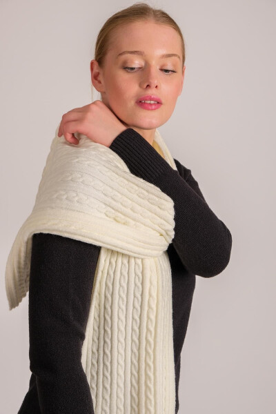 Women's Braided Soft Touch Scarf Ecru 23w504 - 3