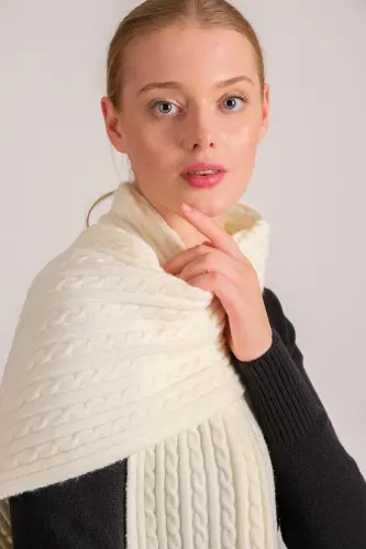 Women's Braided Soft Touch Scarf Ecru 23w504 - 4