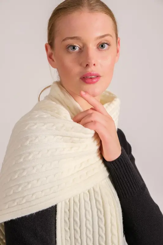 Women's Braided Soft Touch Scarf Ecru 23w504 - 4