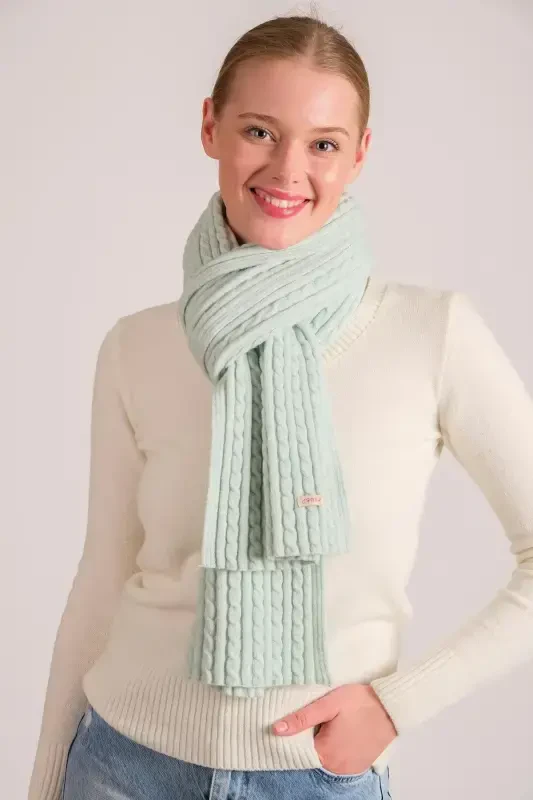 Women's Braided Soft Touch Scarf Mint 23w504-Mint - 1