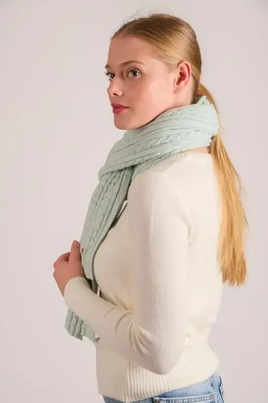 Women's Braided Soft Touch Scarf Mint 23w504-Mint - 4