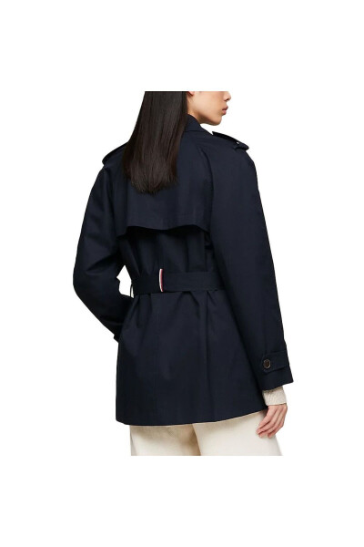 Women's Brand Logo Detailed Regular Fit Long Sleeve Navy Trench Coat WW0WW40481-DW5 - 2