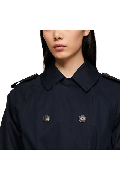 Women's Brand Logo Detailed Regular Fit Long Sleeve Navy Trench Coat WW0WW40481-DW5 - 3