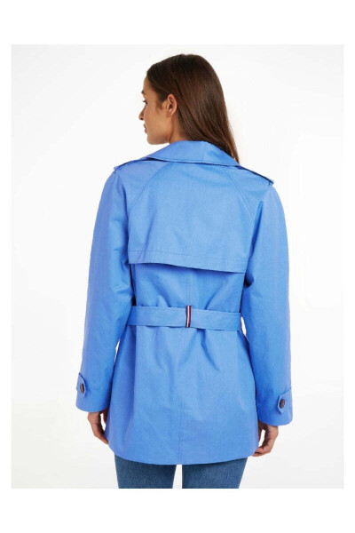 Women's Branded Logo Detail Regular Fit Long Sleeve Blue Trench Coat WW0WW40481-C30 - 3