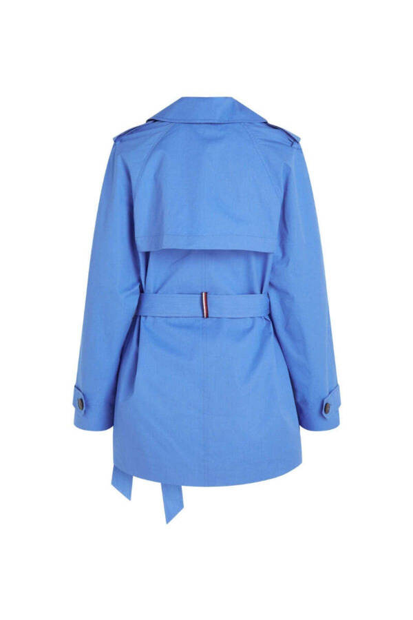 Women's Branded Logo Detail Regular Fit Long Sleeve Blue Trench Coat WW0WW40481-C30 - 5