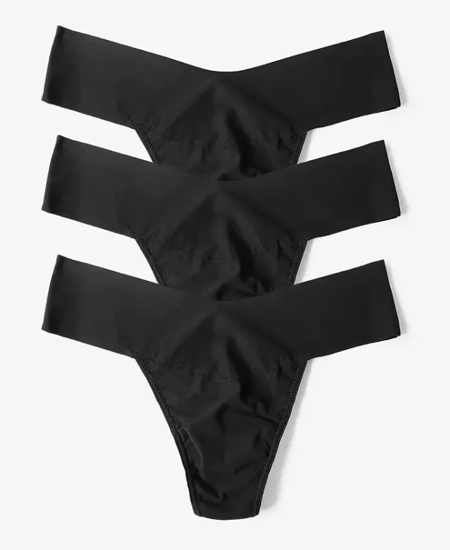 Women's Breathe Natural Thong 3 Pack Underwear, 6J1661B3PK - HANKY PANKY