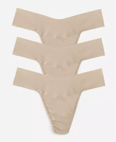 Women's Breathe Natural Thong 3 Pack Underwear, 6J1661B3PK - Taupe 