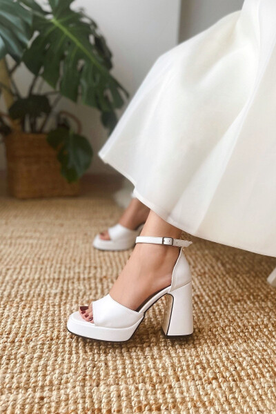 Women's Bride Wedding Bridal Shoes Matte Leather Platform Single Strap High Heel Shoes - 20