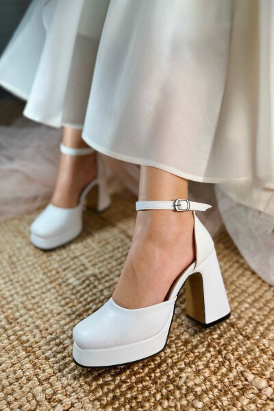 Women's Bride Wedding Shoes Matte Leather Platform Closed Toe High Heel Shoes - 13