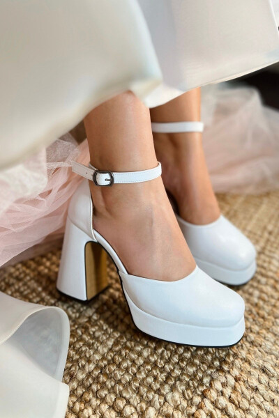 Women's Bride Wedding Shoes Matte Leather Platform Closed Toe High Heel Shoes - 14