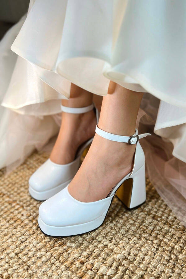 Women's Bride Wedding Shoes Matte Leather Platform Closed Toe High Heel Shoes - 15