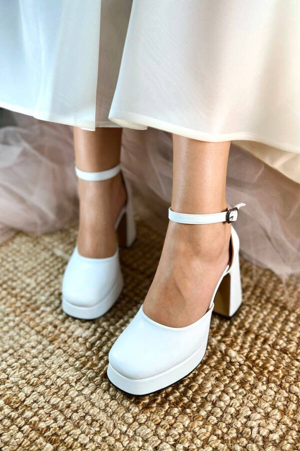 Women's Bride Wedding Shoes Matte Leather Platform Closed Toe High Heel Shoes - 16