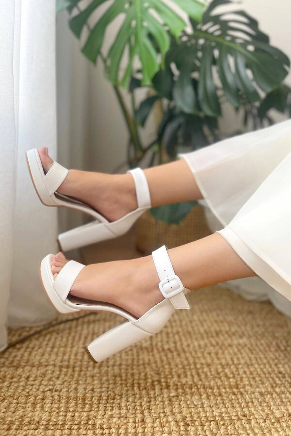 Women's Bride Wedding Shoes Matte Leather Platform Single Strap High Heel Shoes - 8