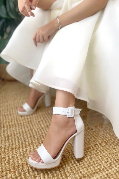 Women's Bride Wedding Shoes Matte Leather Platform Single Strap High Heel Shoes - 4