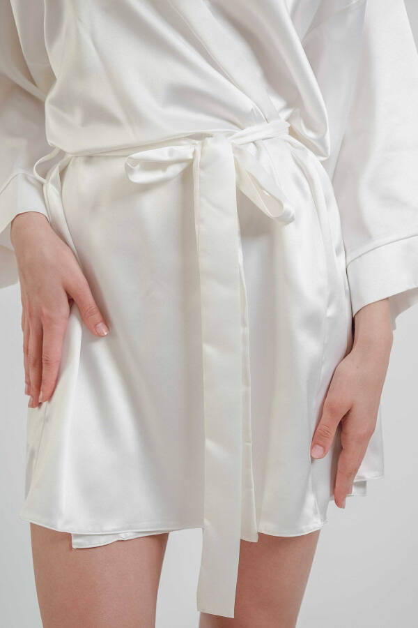 Women's Bride White Mini Sash Stylish Stone Bride Robe - 10