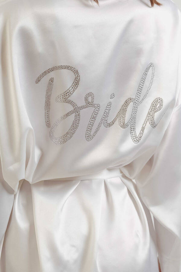 Women's Bride White Mini Sash Stylish Stone Bride Robe - 1