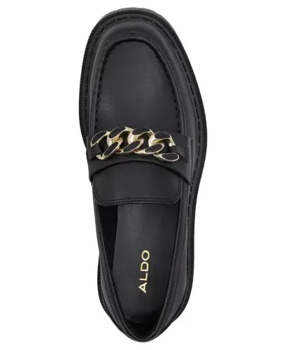 Women's Brixtonn Chain Lug Loafers-Black Leather - 4