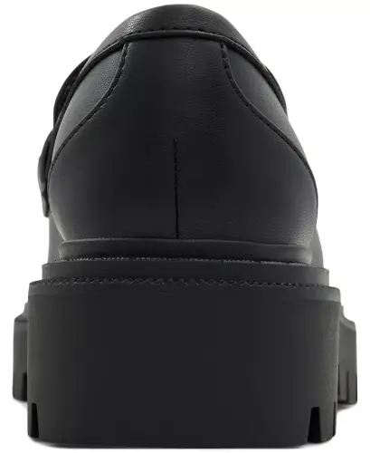 Women's Brixtonn Chain Lug Loafers - Black Leather - 3