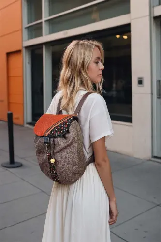 Women's Brown Backpack Ksırt04 - 4