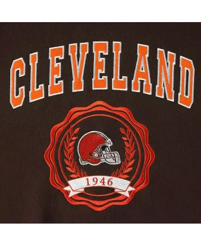 Women's Brown Cleveland Browns Becca Drop Shoulder Pullover Hoodie-Brown - 2