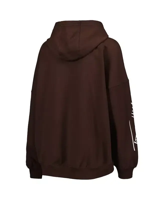 Women's Brown Cleveland Browns Becca Drop Shoulder Pullover Hoodie-Brown - 3