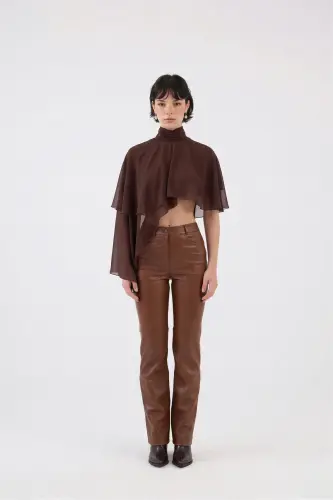 Women's Brown High Waist Leather Lined Dolores - 2