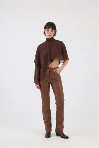 Women's Brown High Waist Leather Lined Dolores - 6