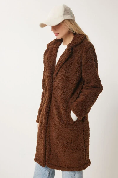 Women's Brown Layered Collar Plush Coat Brand ZH00 - 3