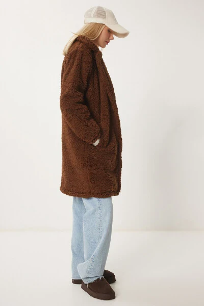 Women's Brown Layered Collar Plush Coat Brand ZH00 - 4