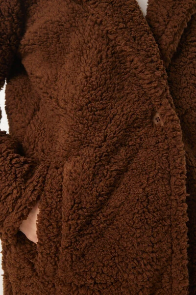 Women's Brown Layered Collar Plush Coat Brand ZH00 - 6