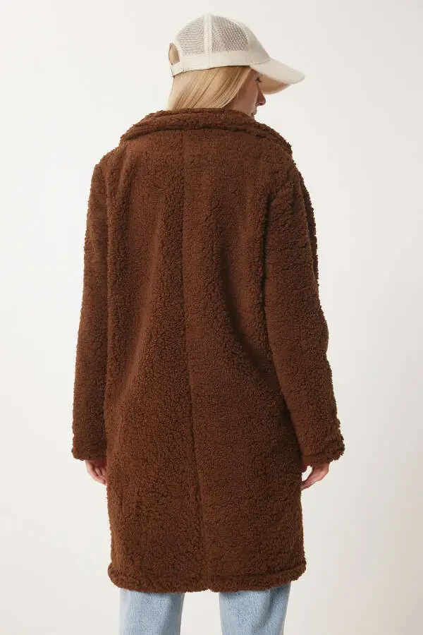 Women's Brown Layered Collar Plush Coat Brand ZH00 - 7