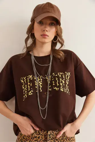 Women's Brown Leopard New York Print 2 Rope Comfy - OLALOOK (1)