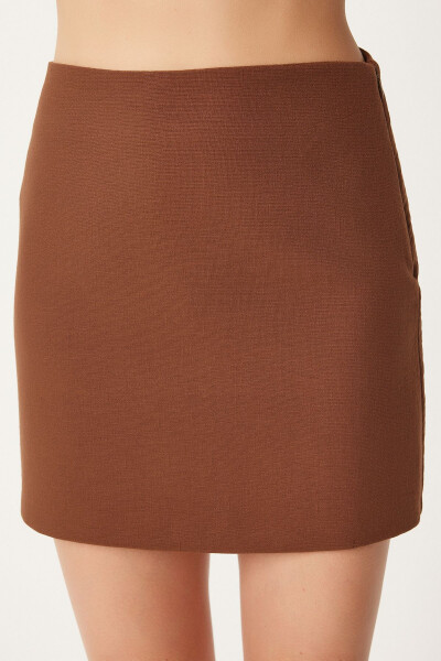 Women's Brown Mini Woven Skirt FN03240 - 6