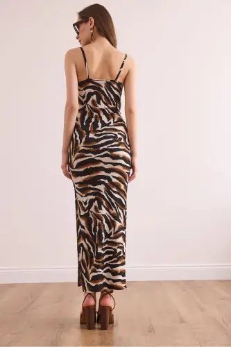 Women's Brown Side Slit Tank Maxi Knit - 7