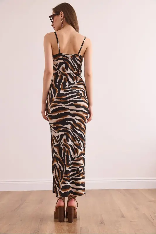 Women's Brown Side Slit Tank Maxi Knit - 7