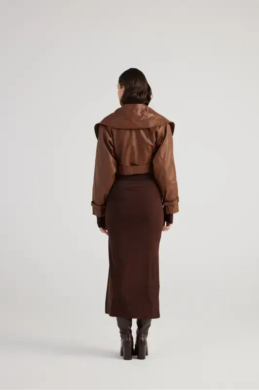 Women's Brown Snap Fastening Lined Neeko Lea - 5