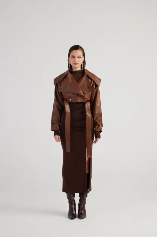 Women's Brown Snap Fastening Lined Neeko Lea - HOLLY LOLLY