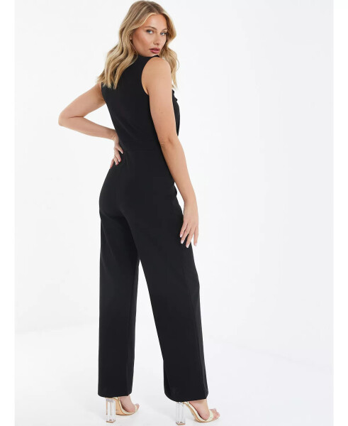 Women's Buckle Frill Detail Palazzo Jumpsuit Black - 5