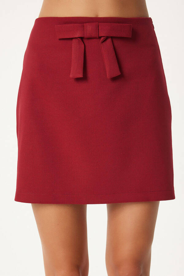 Women's Burgundy Bow Detail Mini Woven Skirt UL00043 - 3